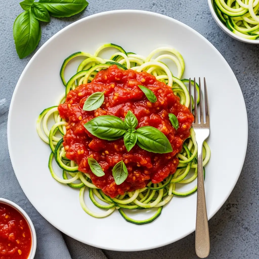 Zucchini Noodles with Tomato Basil Sauce