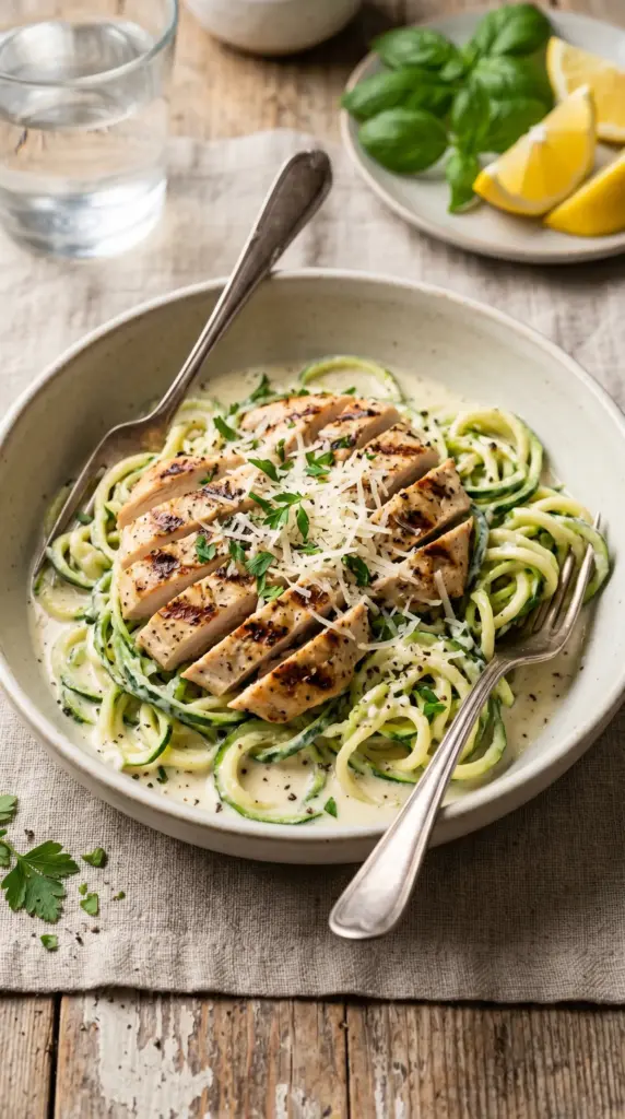 Zucchini Noodle Chicken Alfredo