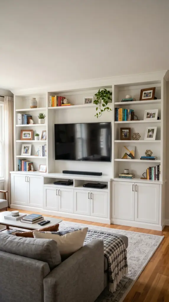 Built-In Shelving TV Wall