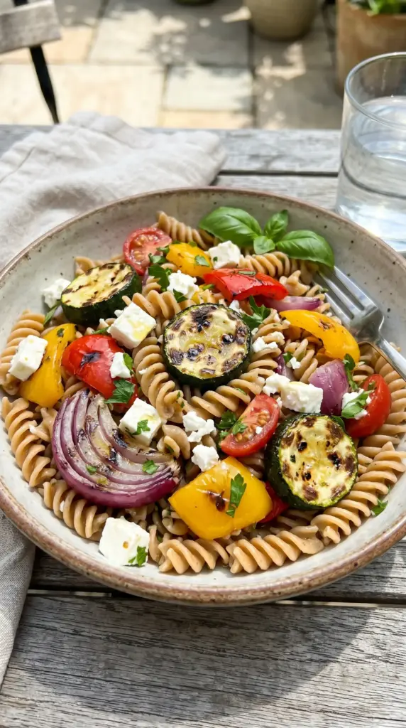 Grilled Veggie and Feta Pasta Salad