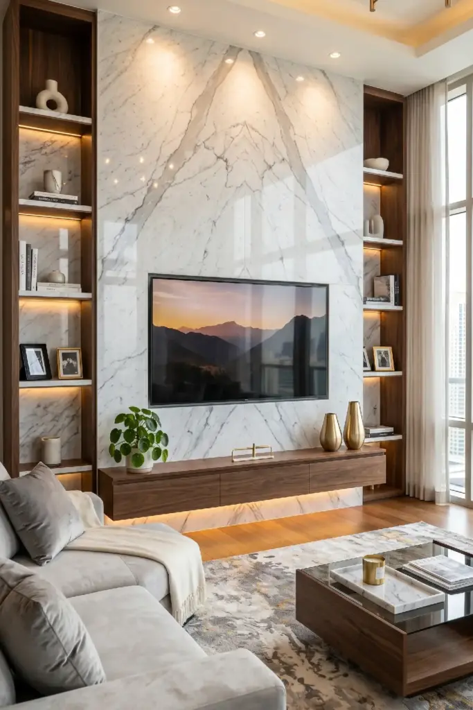  Marble Accent TV Wall