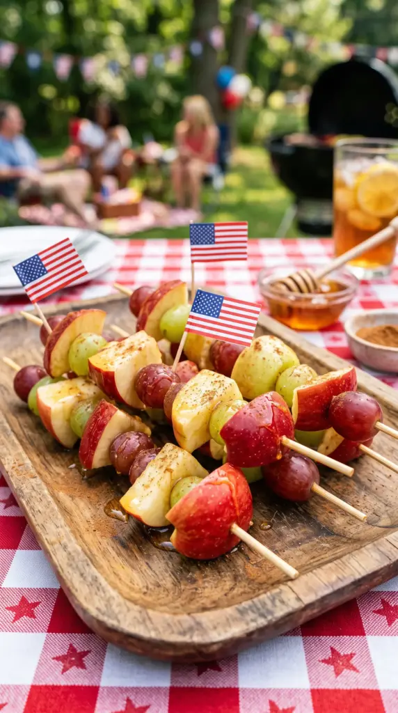 Apple, Grape & Cinnamon Honey Skewers