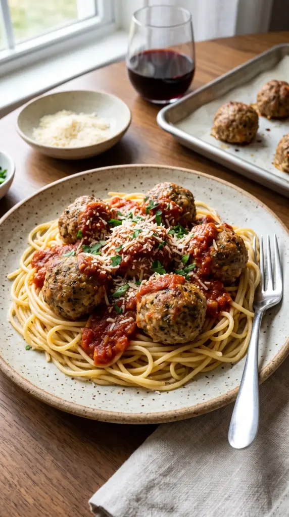 Baked Meatballs with Pasta