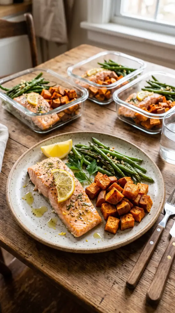 Baked Salmon with Sweet Potatoes