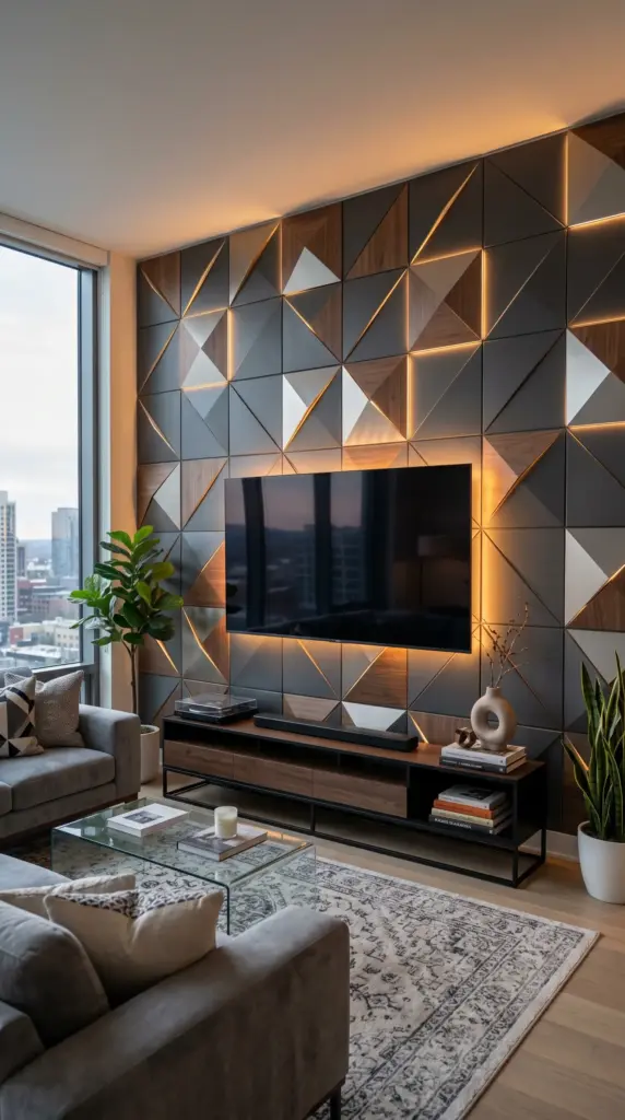 Geometric Panel TV Wall