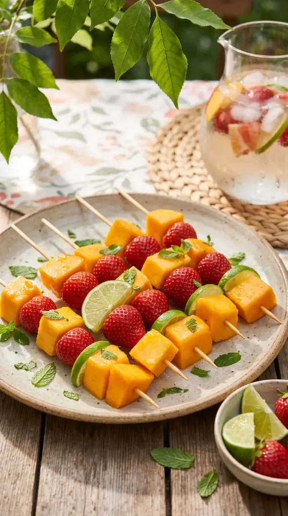 Mango, Strawberry & Lime Skewers