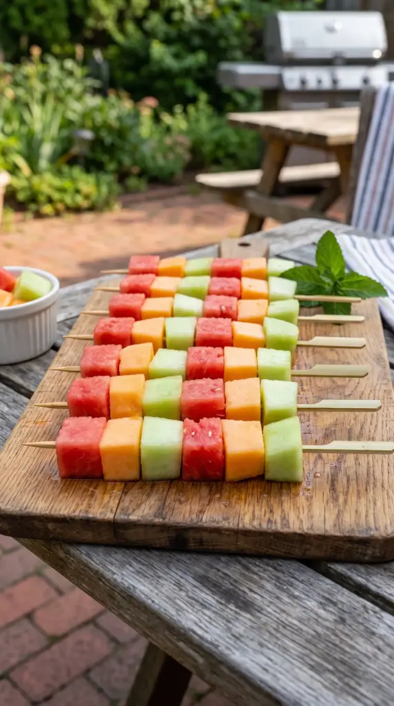 Melon Trio Skewers (Watermelon, Cantaloupe & Honeydew)