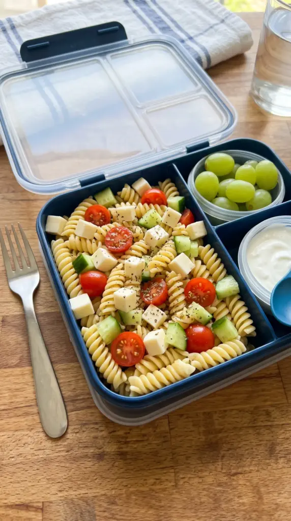 Pasta Salad with Cheese Cubes