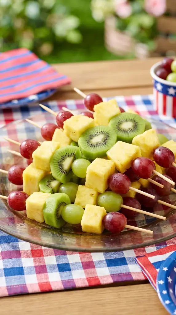 Pineapple, Kiwi & Grape Skewers