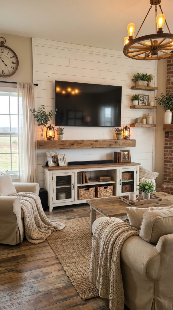Rustic Farmhouse TV Wall