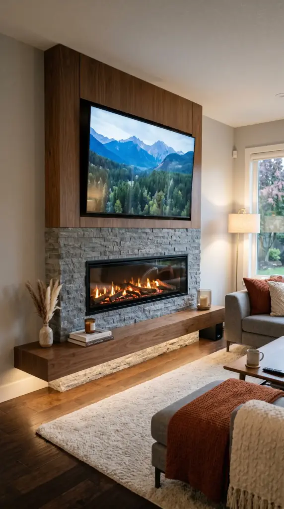 TV Wall with Fireplace Feature