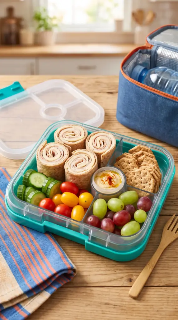 Turkey and Cheese Roll-Up Bento Box