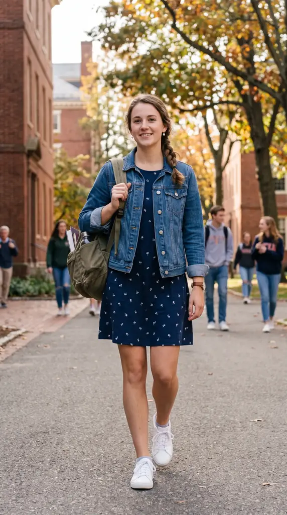 Denim Jacket Over a Simple Dress