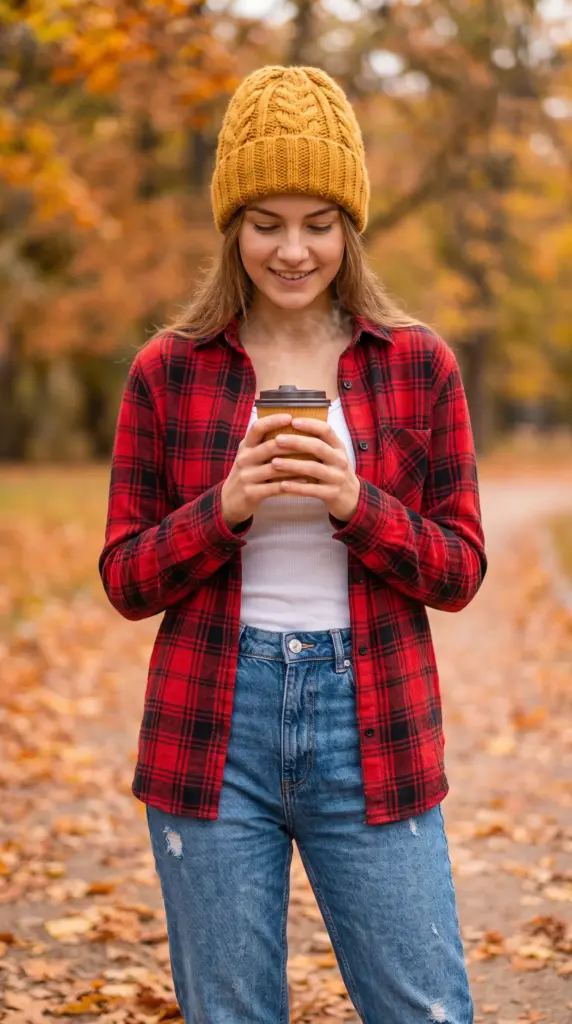 Flannel Shirt with Denim Jeans