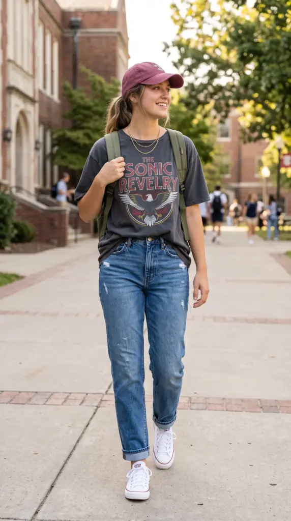 Classic Jeans and an Oversized Graphic Tee