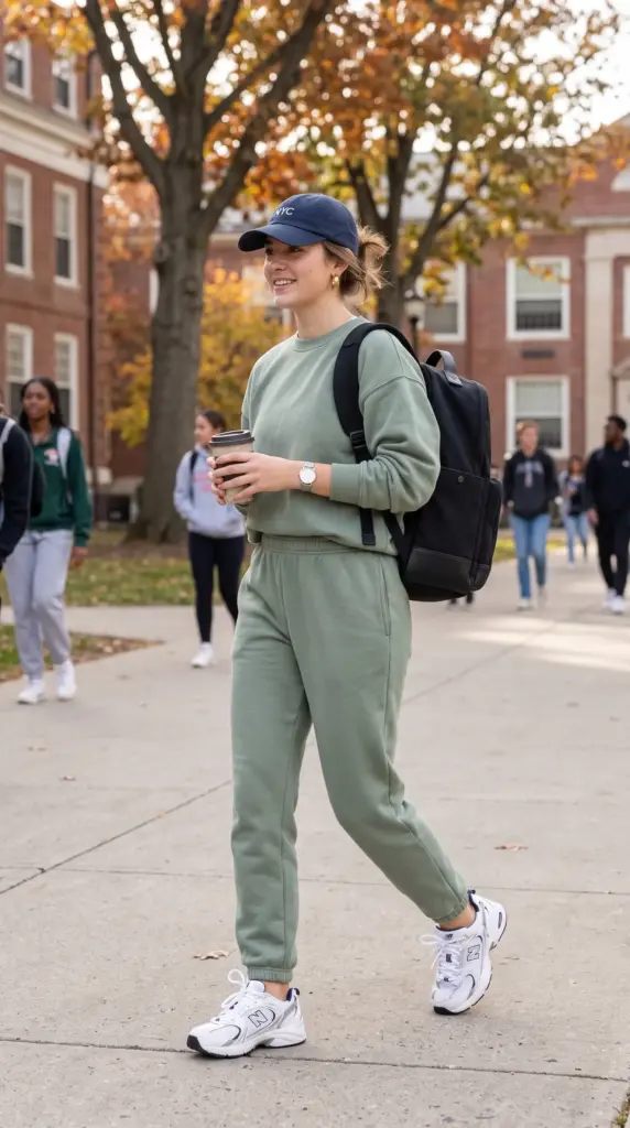 Matching Sweat Set with Trendy Sneakers