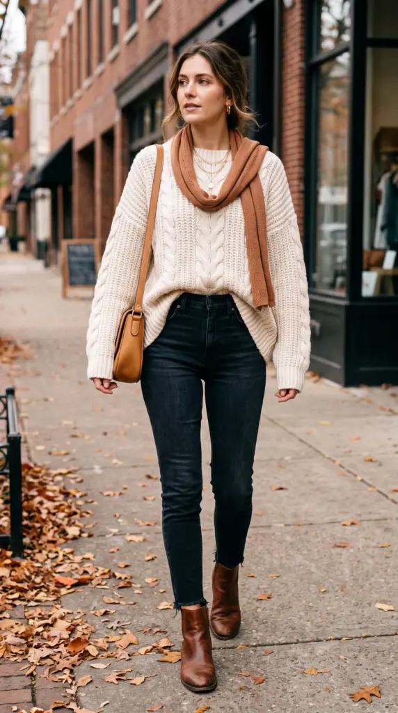 Oversized Sweater with Skinny Jeans and Ankle Boots