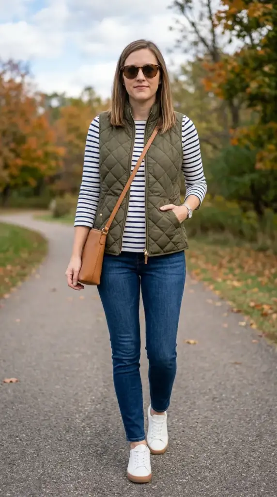 Quilted Vest with Long Sleeve Top