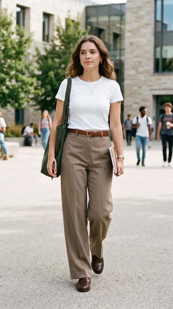 Wide-Leg Trousers with a Basic T-Shirt