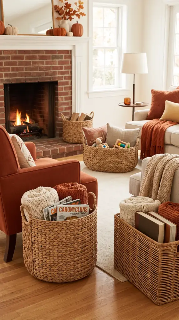 Add Woven Baskets for Storage