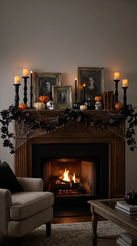 Create a Spooky Fireplace Mantel