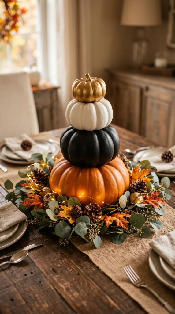 Stacked Pumpkin Centerpiece