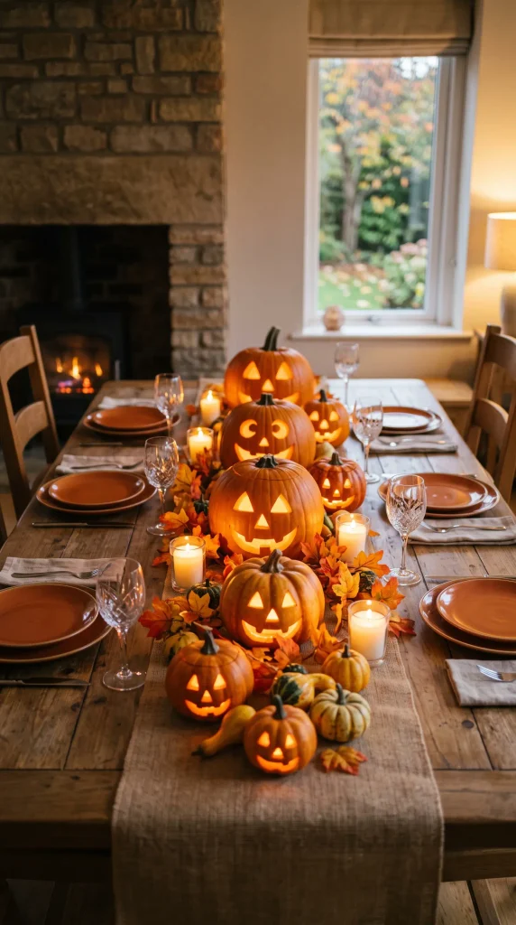 Jack-o'-Lantern Table Runner Display