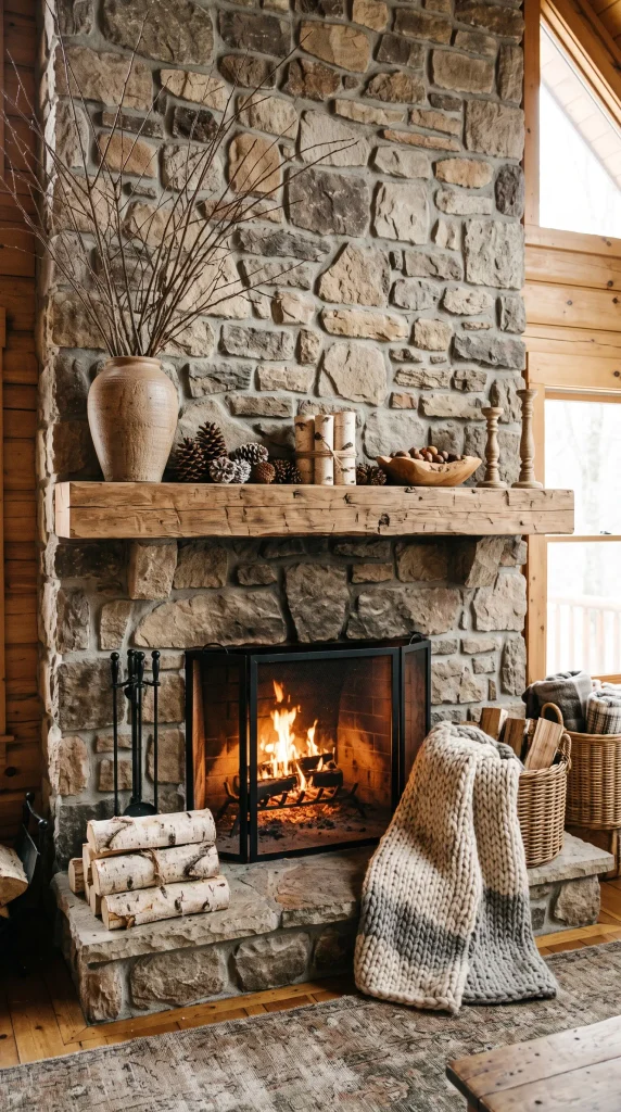 Rustic Woodland Fireplace Decor