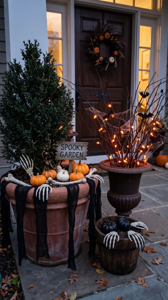 Turn Your Planters Into Halloween Decorations