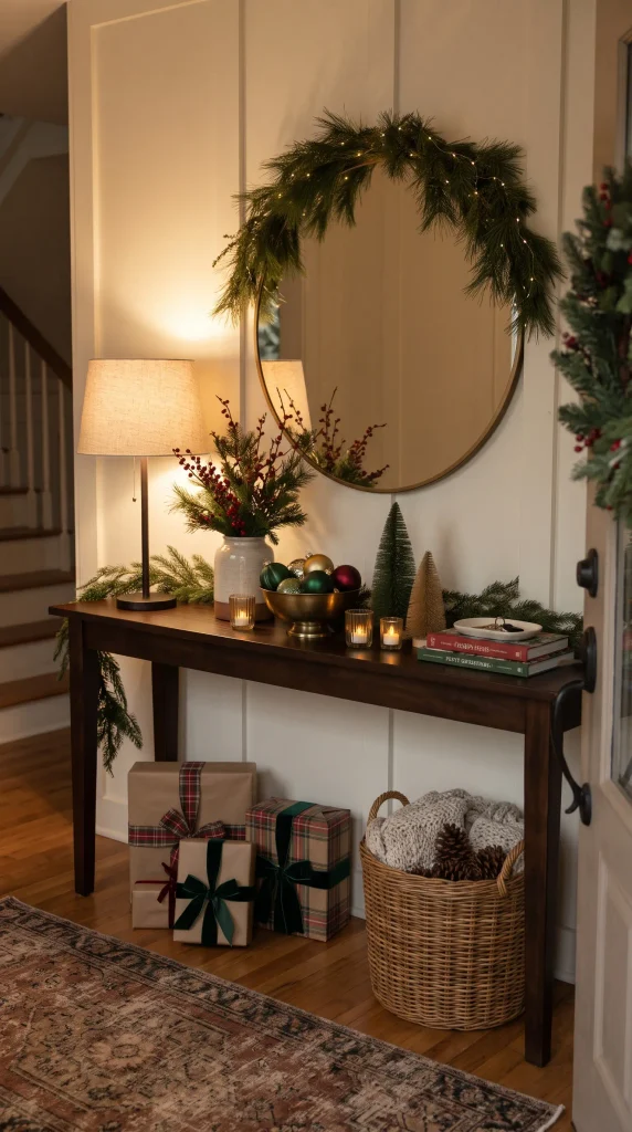 Create a Cozy Christmas Console Table Display