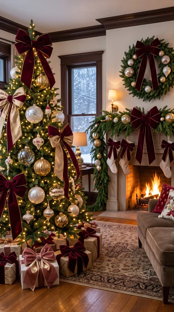 Decorate with Oversized Bows and Statement Ornaments