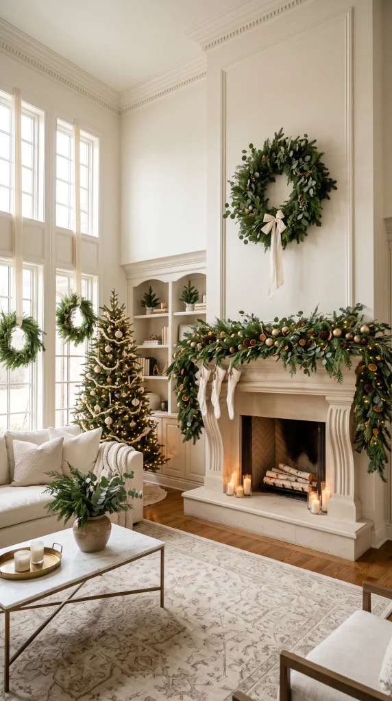 Incorporate Natural Greenery and Elegant Wreaths