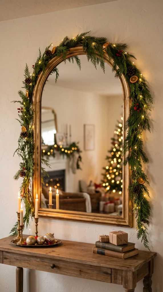 Decorate Mirrors With Christmas Greenery
