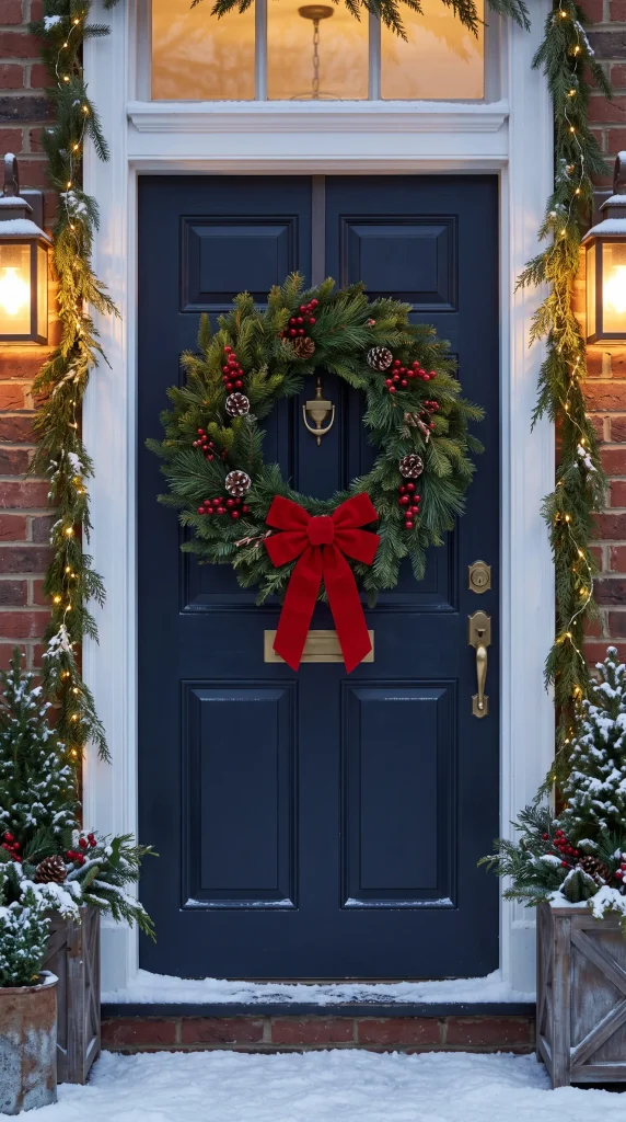  Hang a Simple Christmas Wreath on Your Front Door