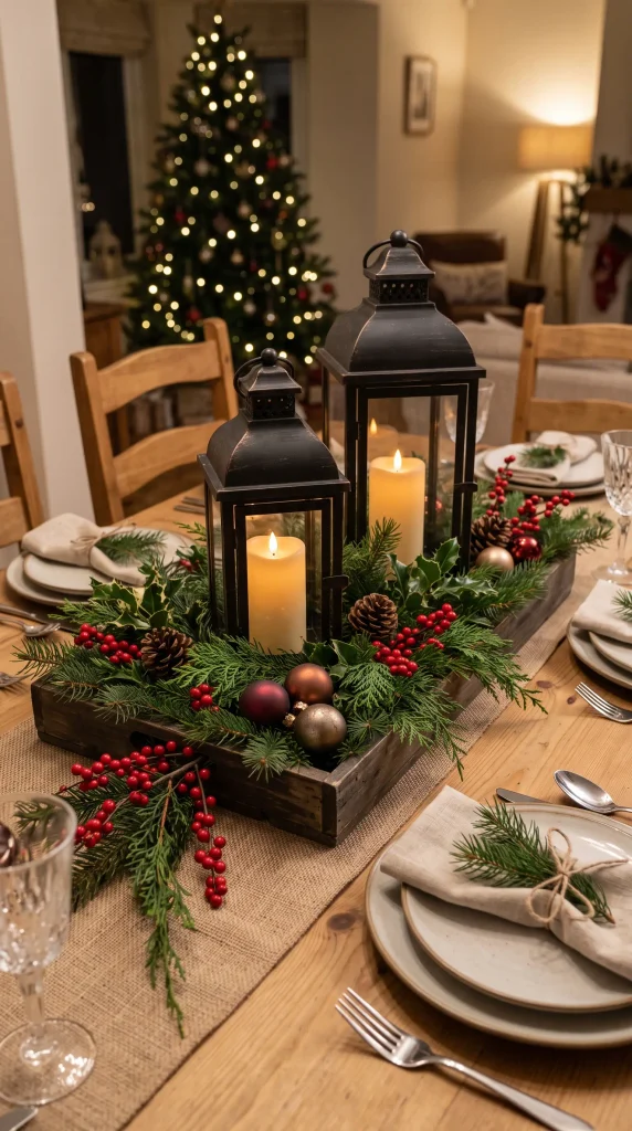 Rustic Lanterns and Festive Greenery