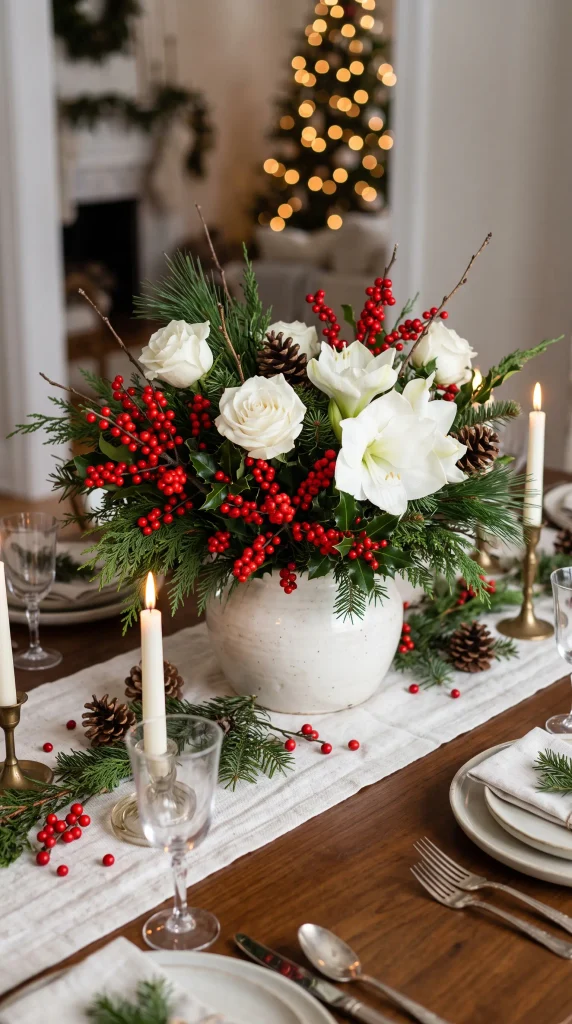 Red Berries and White Flowers