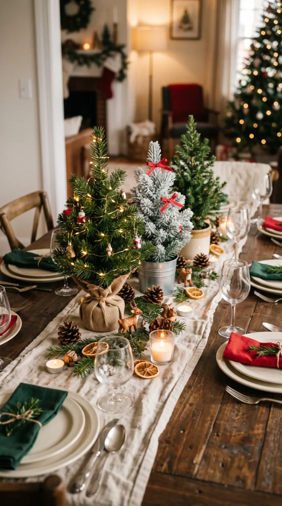Mini Christmas Trees as Centerpieces