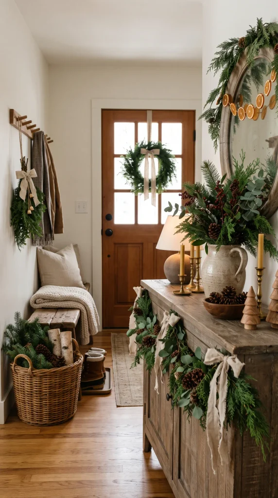 Style Your Entryway with Natural Christmas Greenery